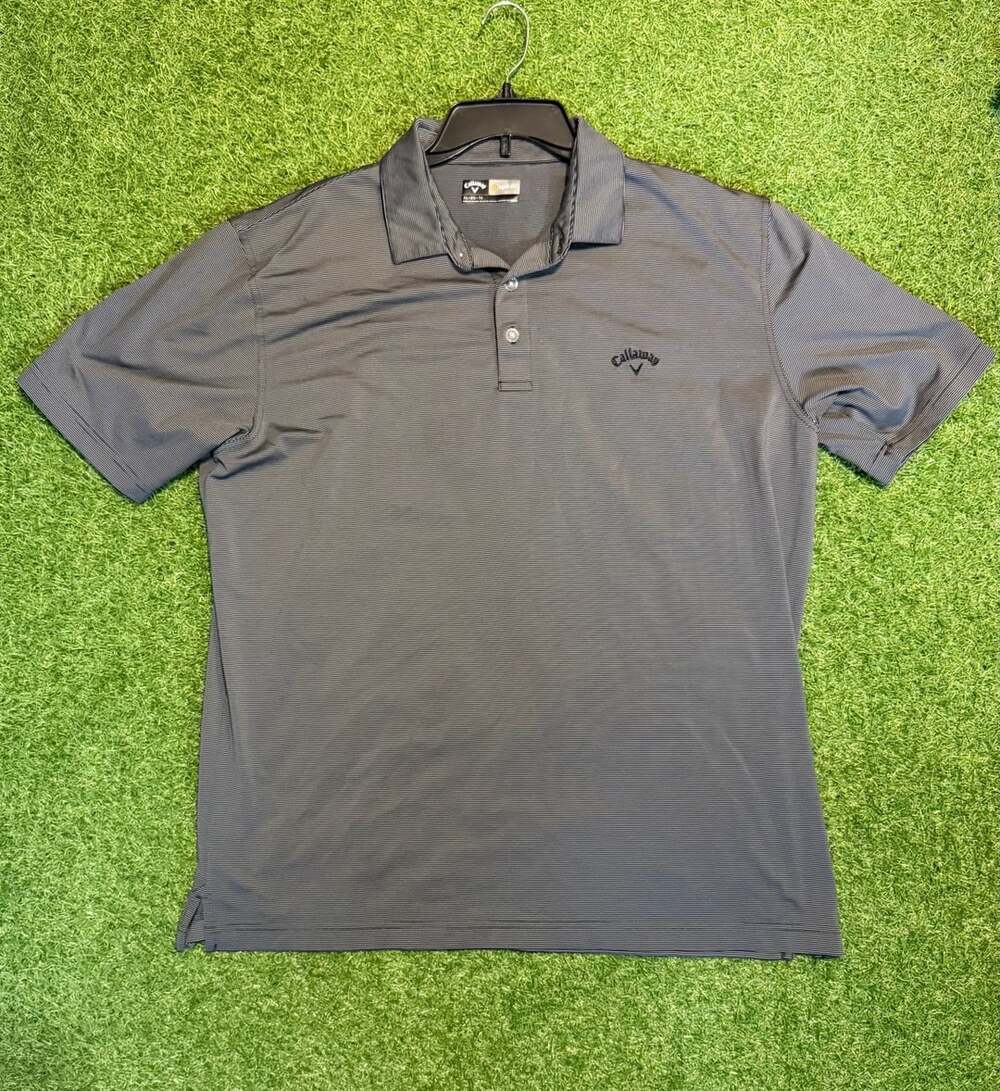 Callaway Opti-Dri Mens Short Sleeve Golf Polo Shirt Black Gray Striped Size XL